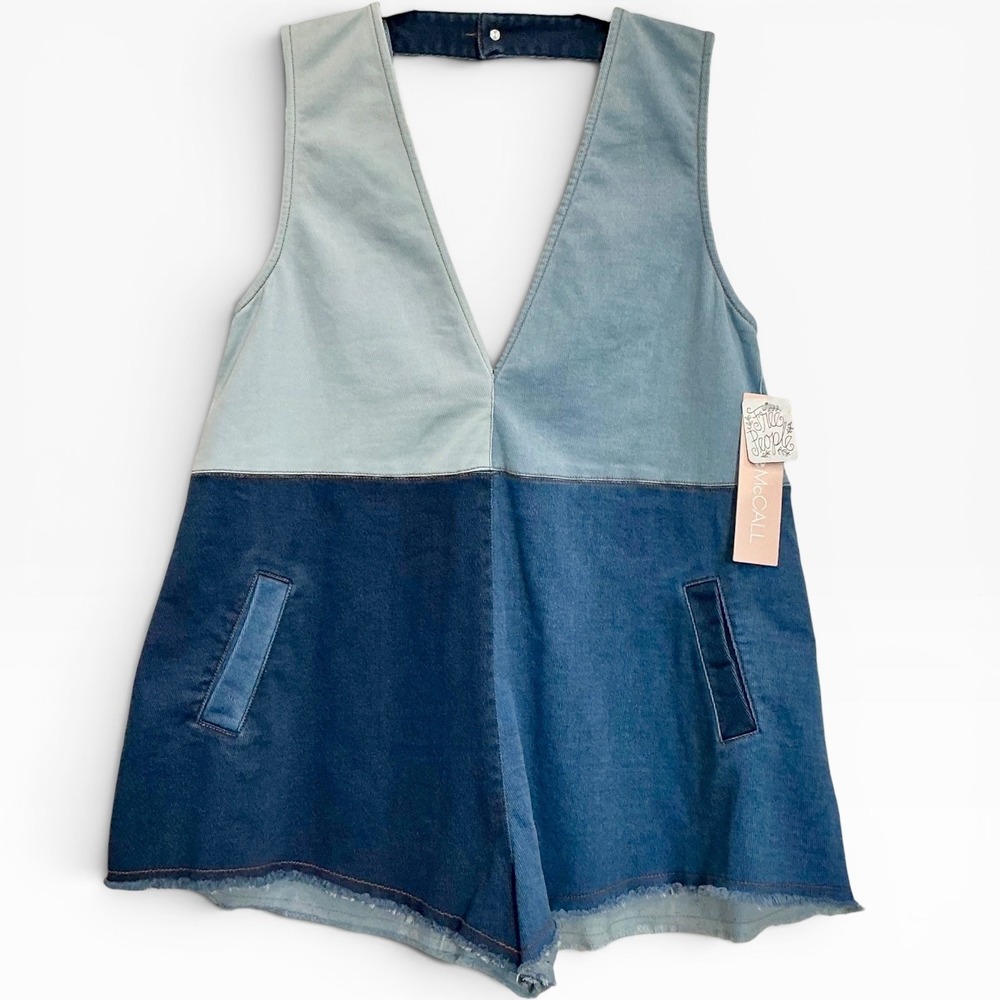 Free People x Alice McCall Sweet Things Patchwork Denim Playsuit Romper 6